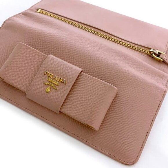 Prada Bifold Long Wallet Pink Fiocco 1 M1132 Wallet - Picture 4 of 10